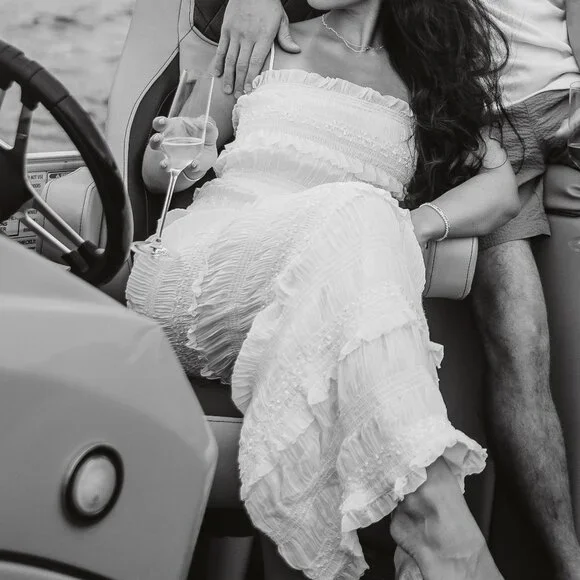 House of CB Ivory Sequin Pleat Maxi glamorous, sparkle sequin Dress "Solana" - Picture 4 of 6